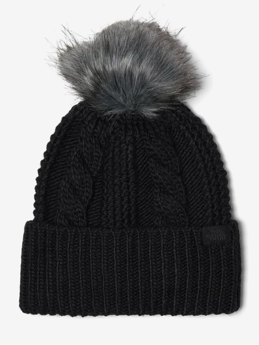 The North Face Womens OS Black Knit Mega Fur Pom Beanie